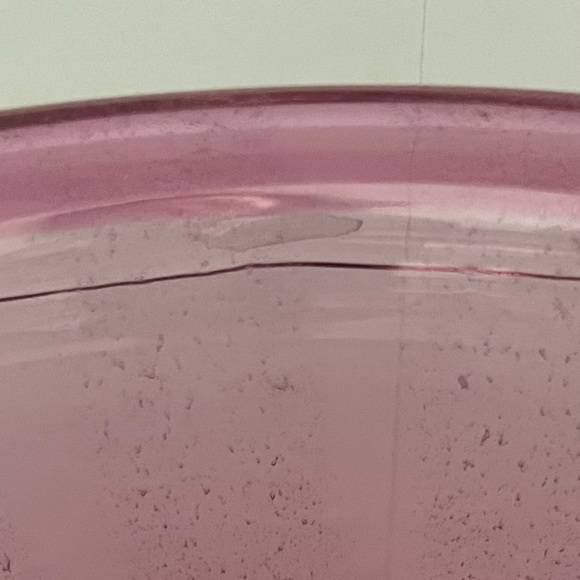 Pink Hand Blown Glass Bowl -  11” diameter x 7” high - Picture 4 of 7